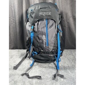 Jansport Backpacking Backpack Klamath 75L Tall Hiking Camping Grey Blue